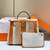 Hermes H084076CKAD Herbag Zip 31 Bag in Brown Hunter Leather and Canvas H60051