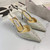 Jimmy Choo SAEDA100ZPJ Gold Satin Pumps with Crystals JC90006