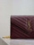 YSL 377828 Classic Cassandre chain wallet in grain de Poudre leather Wine Red