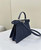 Fendi 8BN327 Peekaboo ISeeU Small Dark Blue interlace leather bag 80138M