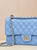Chanel A01112 Flap Classic 11.12 Handbag Calfskin Gold Light Blue