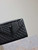 YSL 600185 Envelope Meduim In Quilted Grain De Poudre Embossed Leather Black with Black Hardware