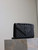 YSL 600185 Envelope Meduim In Quilted Grain De Poudre Embossed Leather Black with Black Hardware