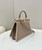 Fendi 8BN327 Peekaboo ISeeU Medium Gray &White interlace leather bag 80143