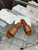 Dior KCO138CTU Dway Slide Brown Calfskin and Gold-Finish Studs Shoes D82982