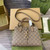 Gucci 795349 Small Tote Bag With Hook Closure Taupe and multicolour leather