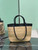 Prada Small crochet and leather tote bag 1BG500 Black