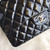 Chanel CF A01113 Jumbo Classic Flap Bag in Black Patent leather Silver