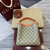 Gucci 815118 GG Emblem small bucket bag beige and orange fabric