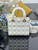 Dior M0531 Small Lady Dior Bag  White Cannage Lambskin with Gold-Finish Sun Studs