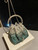 Jimmy Choo Bon Bon Blush Satin Bag with Crystals BONBONXDR1C1039 White & Green