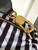 Chanel AS4696 Large Bowling Bag Printed Fabric & Gold-Tone Metal White & Black