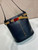 Prada 1BE085 Buckle leather bucket bag with jeweled belt Black