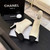 Chanel G46755 color-blocked high-heeled ankle boots C90336