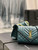 YSL 600195 Envelope Small In Quilted Grain De Poudre Embossed Leather Turquoise