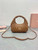 MiuMiu 5BC125 Small Matelassé nappa leather handbag Caramel