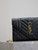YSL 600195 Envelope Small In Quilted Grain De Poudre Embossed Leather Black Gold
