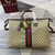 Gucci 834469 Gucci Savoy medium duffle bag beige and dark brown fabric