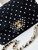 Chanel A69900 24P Mini Flap Black Fabric Printed with white raindrops AS1116