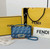 Fendi 8BS017  Baguette Mini Blue denim-effect FF jacquard bag