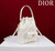 Dior Small Caro Bucket Bag Powder White Macrocannage Lambskin M3372