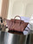 Celine 124213 SMALL NEW LUGGAGE IN SUPPLE SHINY LAMBSKIN Brown Red