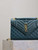 YSL 600185 Envelope Meduim In Quilted Grain De Poudre Embossed Leather Turquoise