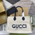 Gucci 772176 Medium Tote Bag With Gucci Print Black leather trim