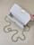 Chanel AP3238 Phone Holder with Chain Grained Shiny Calfskin White