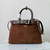 Prada 1BA434 Drak Brown Prada Buckle Medium Suede Handbag With Belt