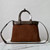Prada 1BA434 Drak Brown Prada Buckle Medium Suede Handbag With Belt