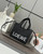 Loewe Small LOEWE Font tote in raffia A685B59X03 Black