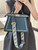 Fendi 8BN327 Peekaboo ISeeU Medium Blue interlace leather bag 80143