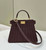 Fendi 8BN335 Peekaboo ISeeU Petite Wine Red  interlace leather bag 80138S