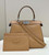 Fendi 8BN321 Peekaboo ISeeU Medium Tan Selleria bag with 646 hand-sewn topstitches 80133