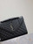 YSL 600185 Envelope Meduim In Quilted Grain De Poudre Embossed Leather Black Silver