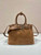 Prada 1BA434 Caramel Prada Buckle Medium Suede Handbag With Belt