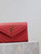 YSL 377828 Classic Cassandre chain wallet in grain de Poudre leather Red