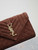 YSL 600195 Envelope Small In Quilted Dark Brown Suede Leather