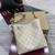 Gucci 815118 GG Emblem small bucket bag beige and white fabric