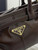 Prada 1BA486 Bonnie leather mini handbag Dark Brown