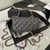 Chanel Phone Holder with Chain CC Lambskin & Gold-Tone Metal AP3226 Gray