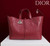 Dior M2820 Large Dior Toujours Bag Burgundy Flat Macrocannage Calfskin