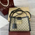 Gucci 838992 Padlock medium top handle bag beige and Black GG fabric