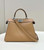 Fendi 8BN327 Peekaboo ISeeU Small Tan Selleria bag with 556 hand-sewn topstitches 80133Am