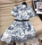 Dior 221R81 Mid Length Shirt Dress White and Navy Blue