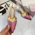 Jimmy Choo SAEDA100ZPJ Gold Satin Pumps with Crystals JC90002