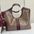 Gucci 853971 Giglio large tote bag Variation sand and brown GG fabric