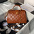 Chanel AS4959  Flap bag With top handle Shiny Lambskin & Gold-Tone Metal Brown