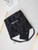 Chanel 22 AS3260 Small Handbag 24A Black Denim embroidered & Silver-Tone Metal